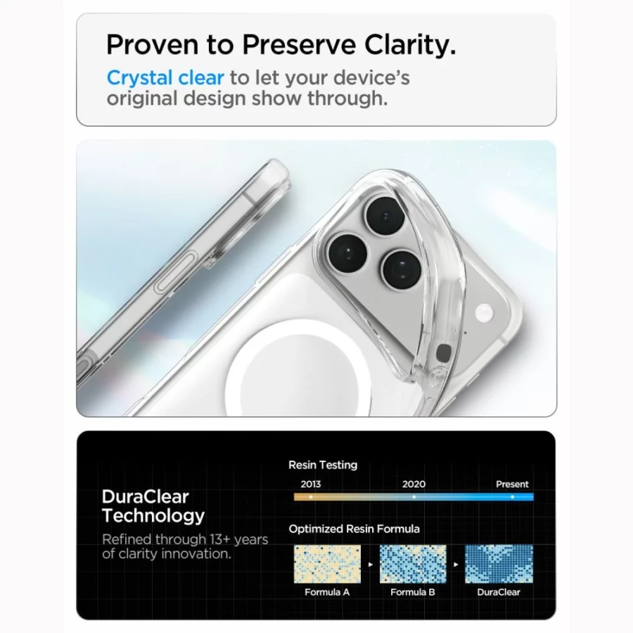 Etui Spigen Liquid Crystal MagSafe na iPhone 18 Pro / 17 Pro - przezroczysto-białe