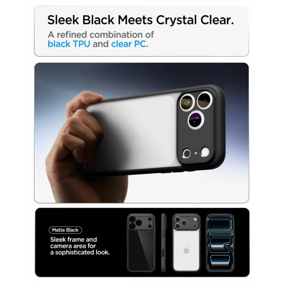 Etui Spigen Ultra Hybrid na iPhone 18 Pro / 17 Pro - czarne matowe