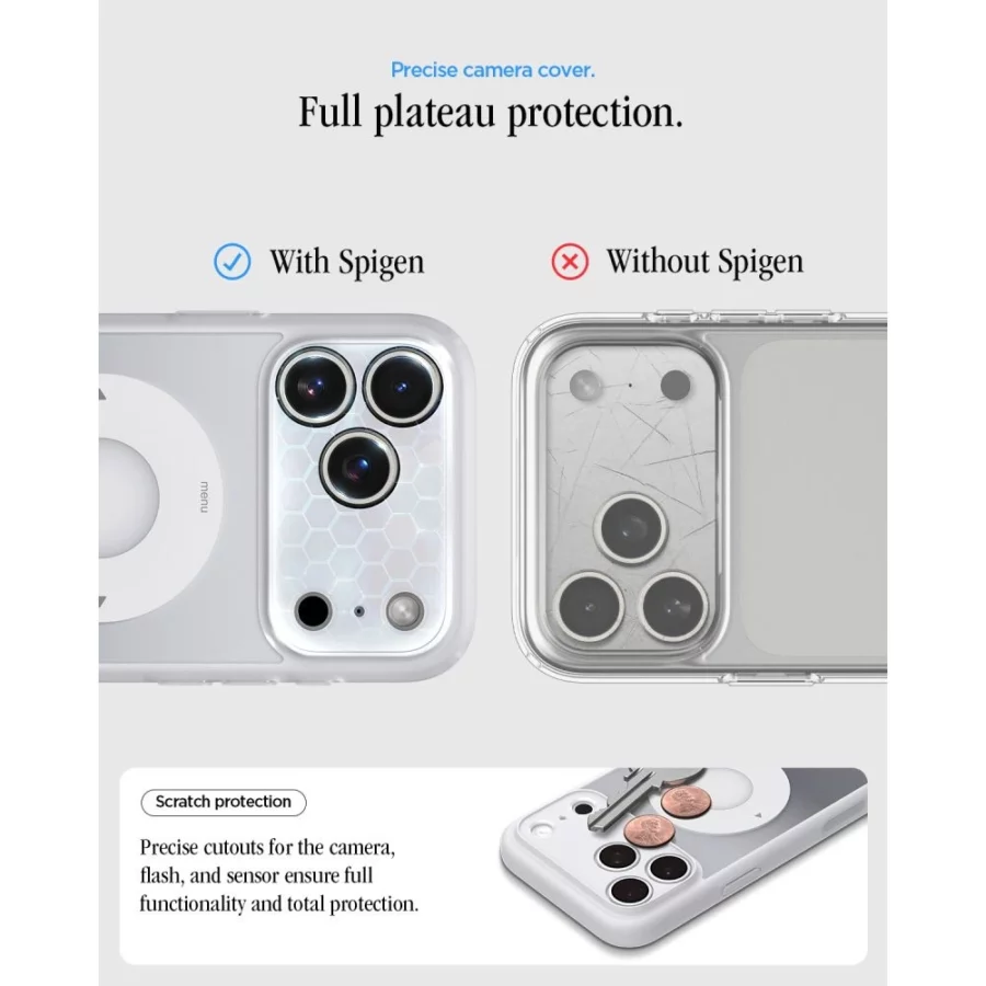 Etui Spigen Ultra Hybrid MagSafe na iPhone 18 Pro / 17 Pro - srebrne