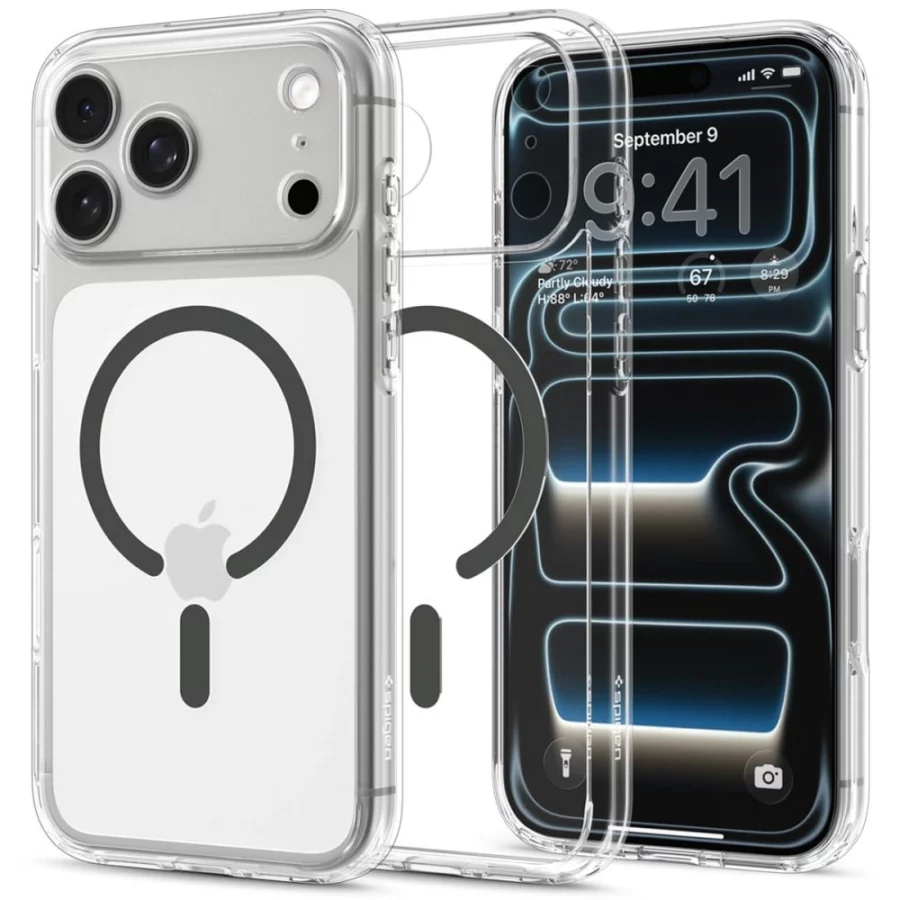 Etui Spigen Ultra Hybrid MagSafe na iPhone 18 Pro / 17 Pro - przezroczysto-grafitowe