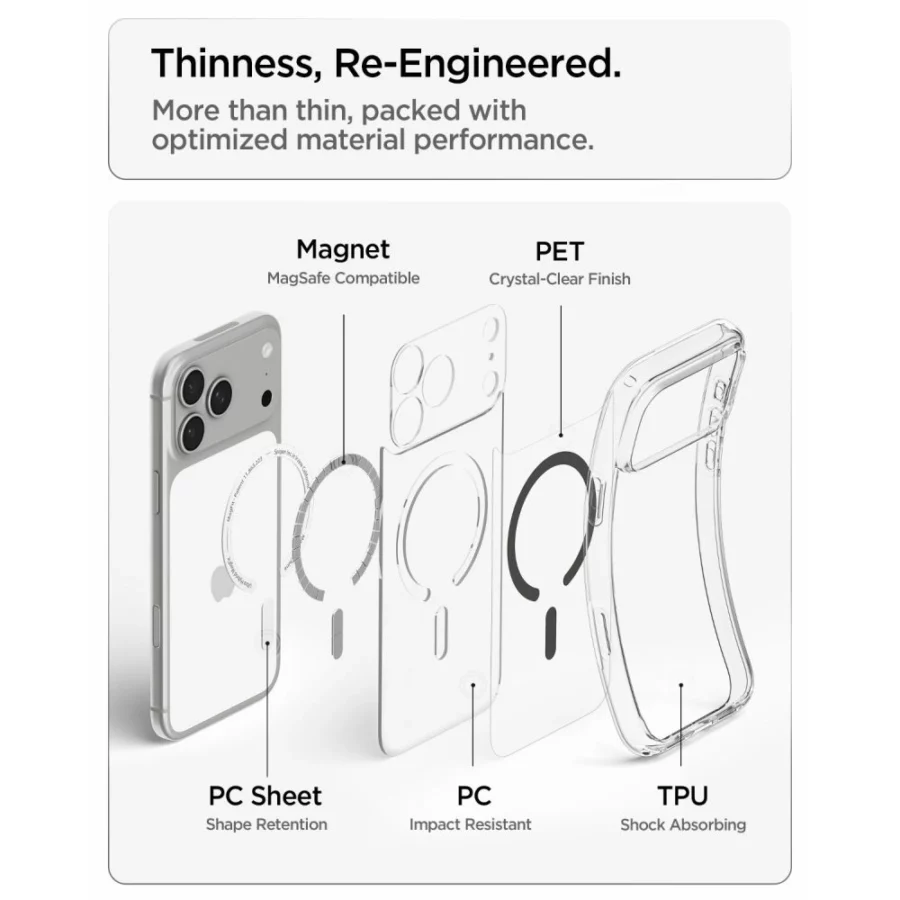 Etui Spigen Ultra Hybrid MagSafe na iPhone 18 Pro / 17 Pro - przezroczysto-grafitowe