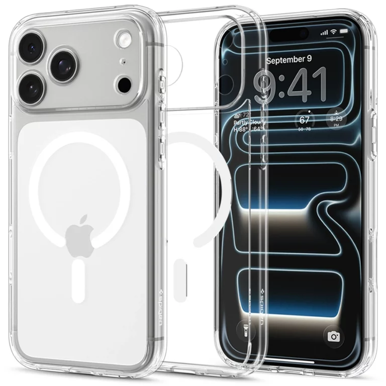 Etui Spigen Ultra Hybrid MagSafe na iPhone 18 Pro / 17 Pro - przezroczysto-białe