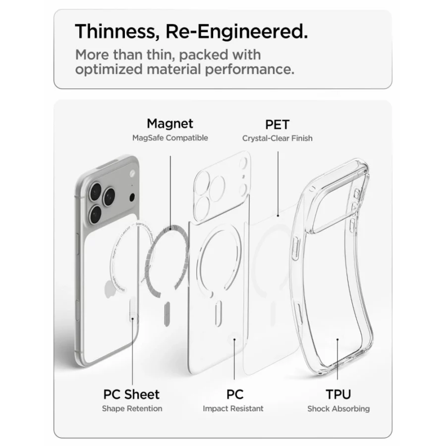 Etui Spigen Ultra Hybrid MagSafe na iPhone 18 Pro Max / 17 Pro Max - przezroczysto-białe