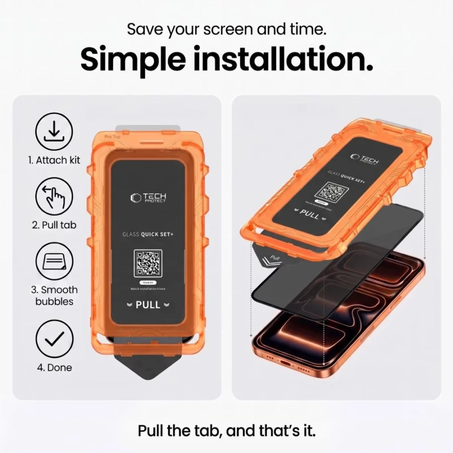 Szkło prywatyzujące Tech-Protect Quick Set Spy+ 2-Pack na iPhone 18 Pro