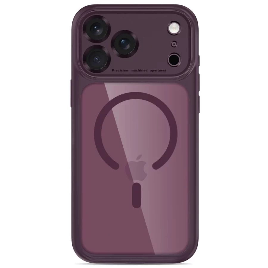 Etui Tech-Protect MagPeak MagSafe CC na iPhone 18 Pro Max / 17 Pro Max - przezroczysto-burgundowe