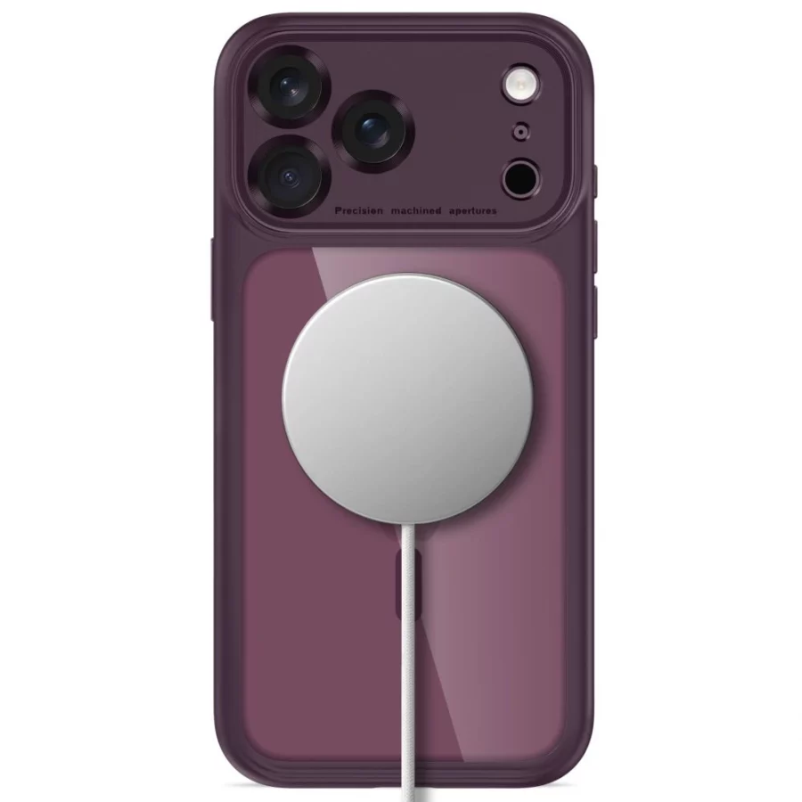 Etui Tech-Protect MagPeak MagSafe CC na iPhone 18 Pro Max / 17 Pro Max - przezroczysto-burgundowe