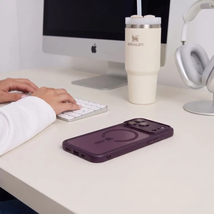 Etui Tech-Protect MagPeak MagSafe CC na iPhone 18 Pro Max / 17 Pro Max - przezroczysto-burgundowe