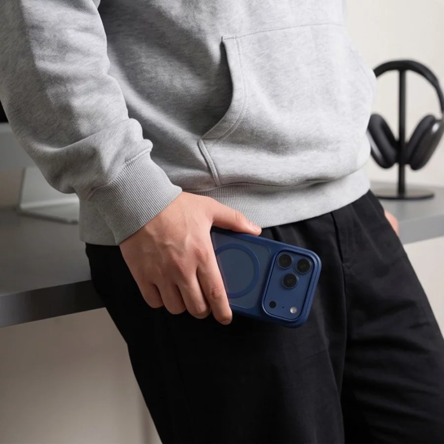 Etui Tech-Protect MagOne MagSafe CC + Szkło hartowane 2-Pack na iPhone 18 Pro / 17 Pro - przezroczysto-granatowe