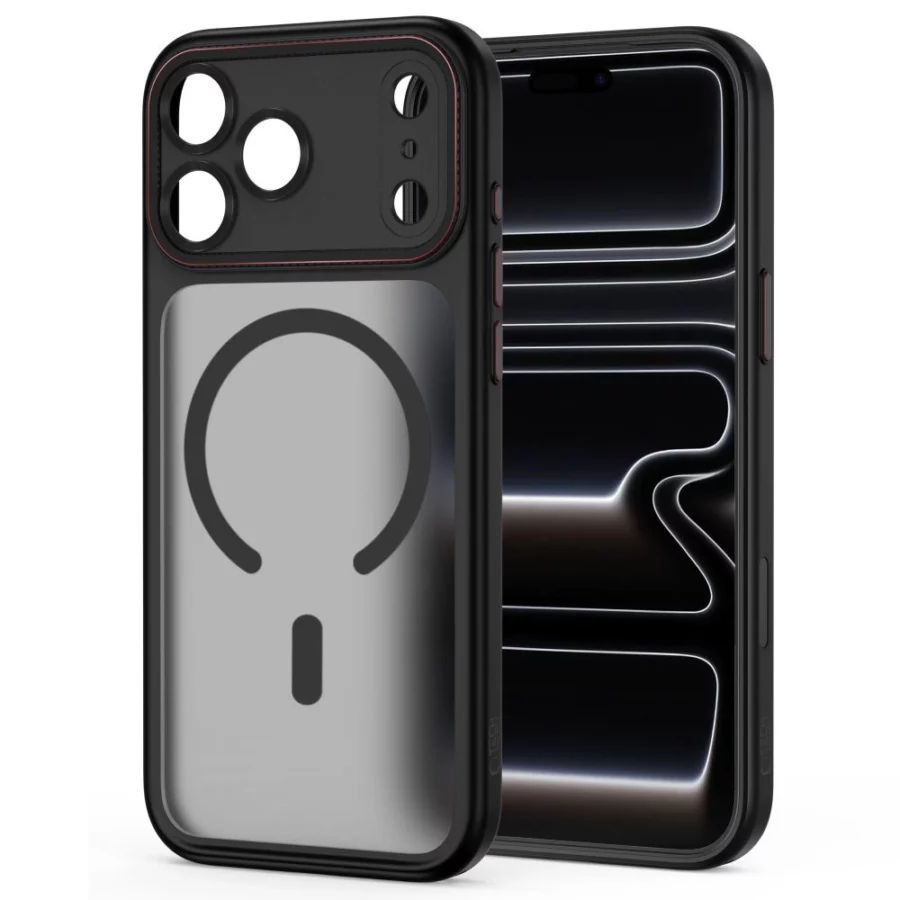 Etui Tech-Protect MagCam MagSafe na iPhone 18 Pro / 17 Pro - czarno-czerwone matowe
