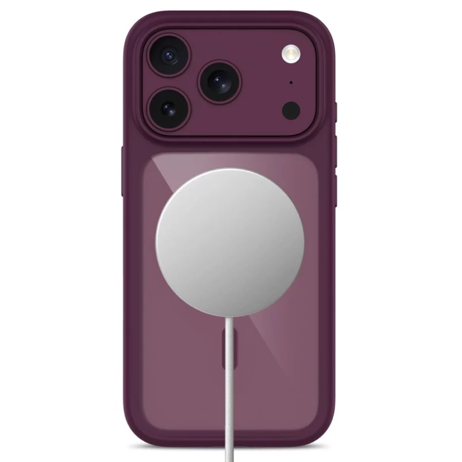 Etui Tech-Protect MagOne CC MagSafe + Szkło hartowane 2-Pack na iPhone 18 Pro Max / 17 Pro Max - przezroczysto-burgundowe