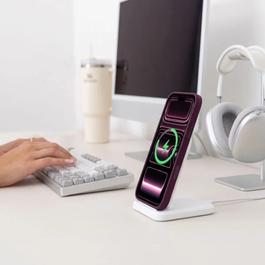 Etui Tech-Protect MagOne CC MagSafe + Szkło hartowane 2-Pack na iPhone 18 Pro Max / 17 Pro Max - przezroczysto-burgundowe