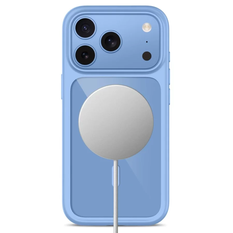 Etui Tech-Protect MagOne CC MagSafe + Szkło hartowane 2-Pack na iPhone 18 Pro Max / 17 Pro Max - przezroczysto-błękitne