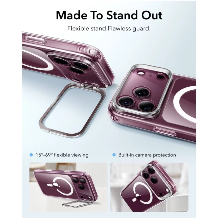 Etui ESR Classic Hybrid Kickstand MagSafe na iPhone 18 Pro / 17 Pro - przezroczyste