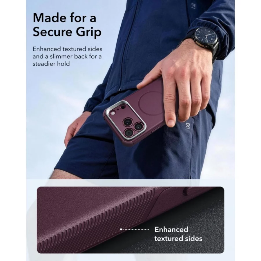 Etui ESR Cyber Tough Kickstand MagSafe na iPhone 18 Pro / 17 Pro - burgundowy