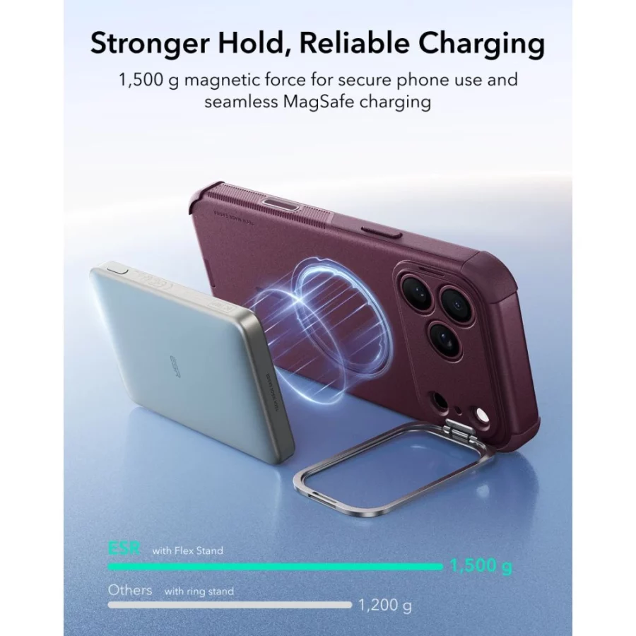 Etui ESR Cyber Tough Kickstand MagSafe na iPhone 18 Pro / 17 Pro - burgundowy