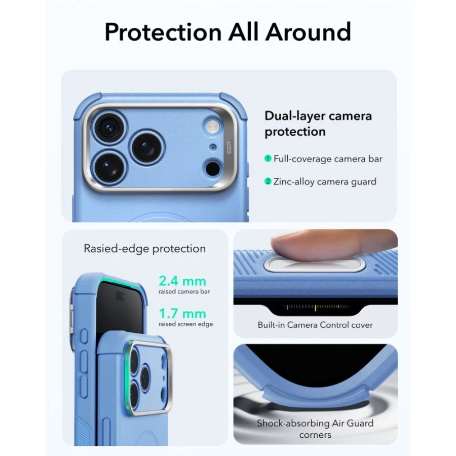 Etui ESR Cyber Tough Kickstand MagSafe na iPhone 18 Pro Max / 17 Pro Max - jasnoniebieskie