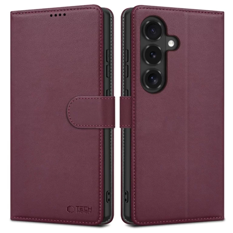 Etui Tech-Protect Wallet na Samsung Galaxy S26 FE - bordowe