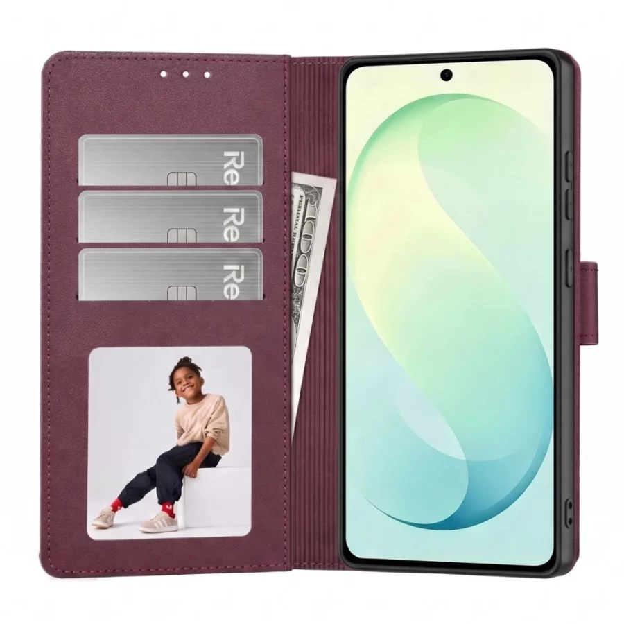 Etui Tech-Protect Wallet na Samsung Galaxy S26 FE - bordowe