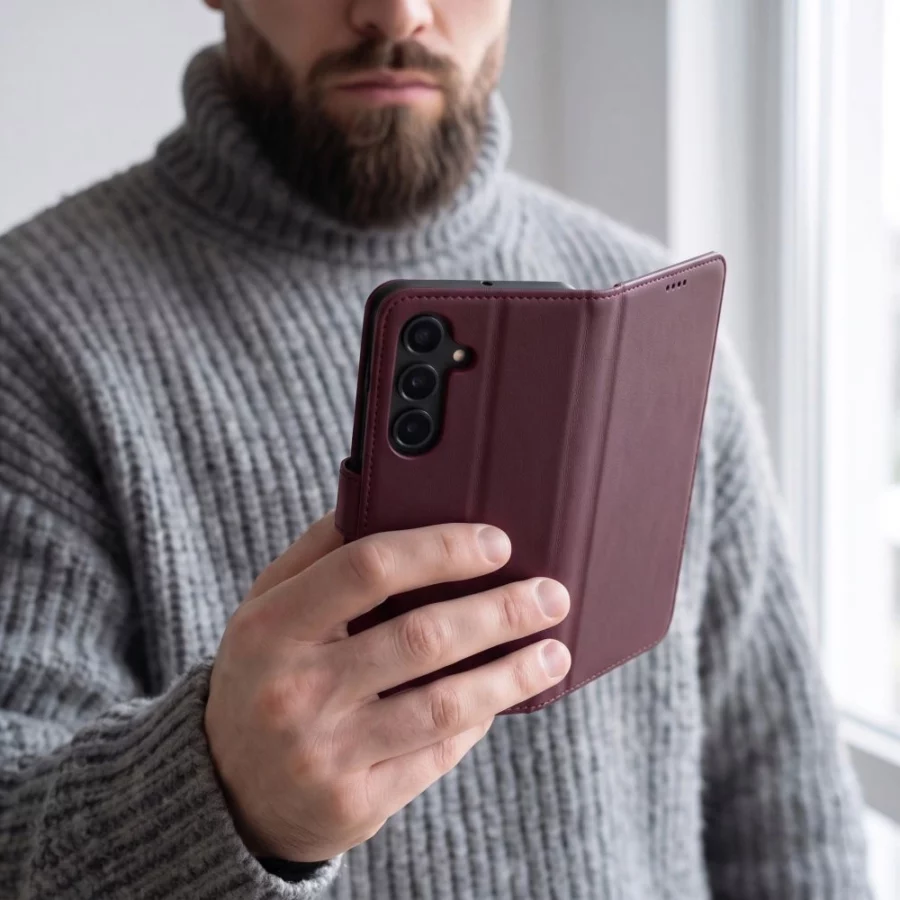 Etui Tech-Protect Wallet na Samsung Galaxy S26 FE - bordowe