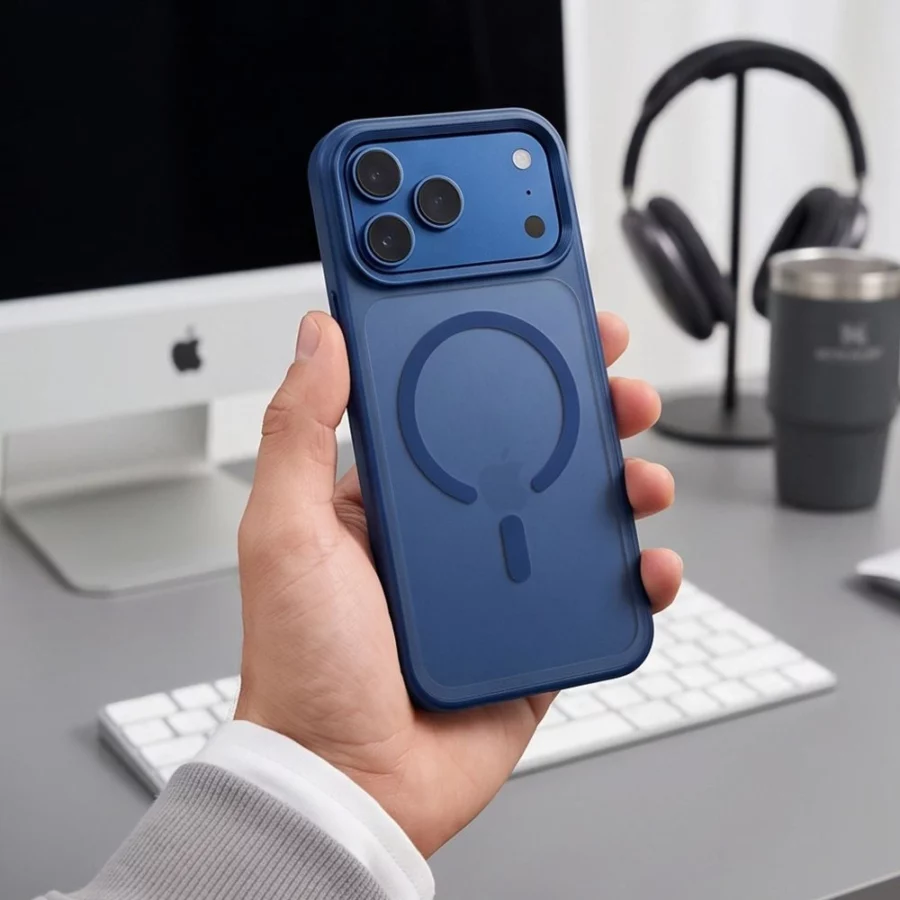 Etui Tech-Protect Magmat Magsafe CC na iPhone 18 Pro / 17 Pro - granatowe matowe
