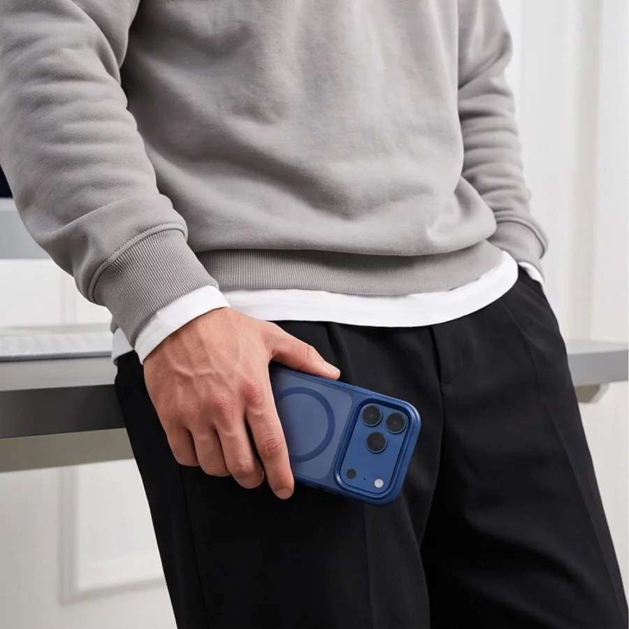 Etui Tech-Protect Magmat Magsafe CC na iPhone 18 Pro / 17 Pro - granatowe matowe