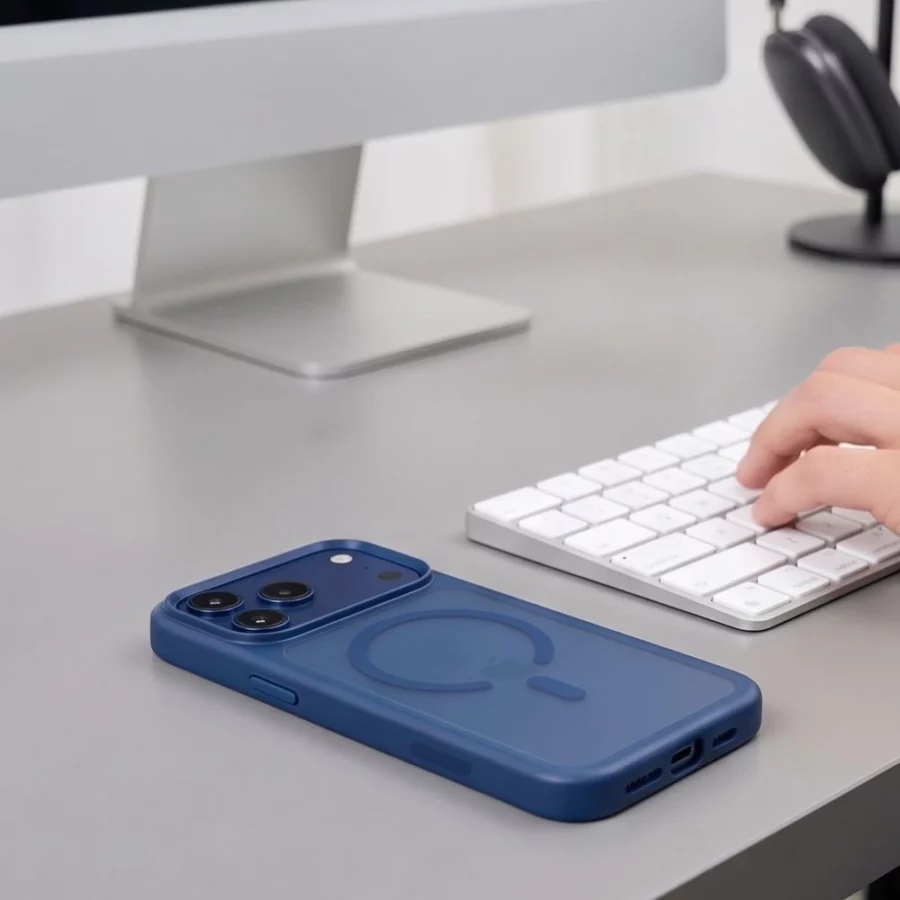 Etui Tech-Protect Magmat Magsafe CC na iPhone 18 Pro / 17 Pro - granatowe matowe