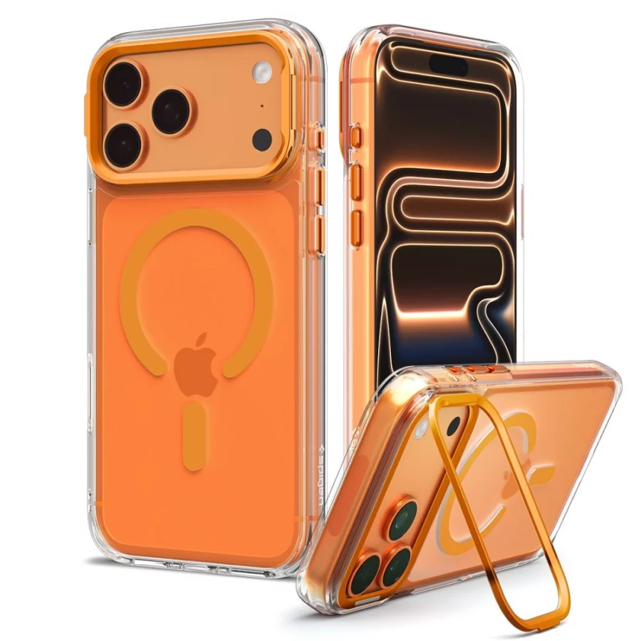 Etui Spigen Ultra Hybrid Optik S MagSafe na iPhone 18 Pro Max / 17 Pro Max - przezroczysto-pomarańczowy