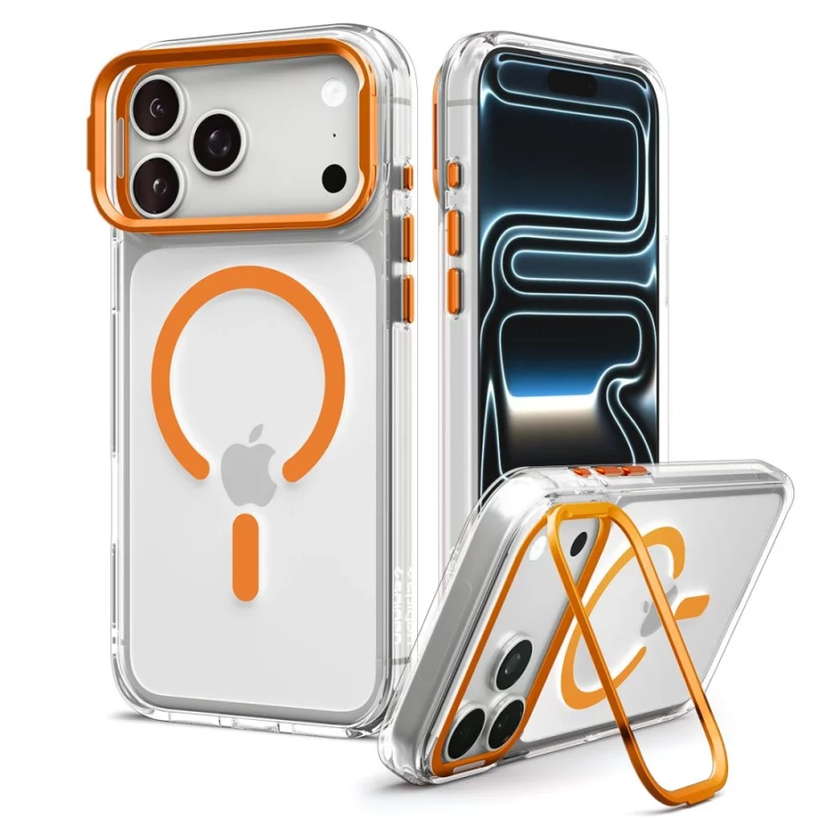 Etui Spigen Ultra Hybrid Optik S MagSafe na iPhone 18 Pro Max / 17 Pro Max - przezroczysto-pomarańczowy