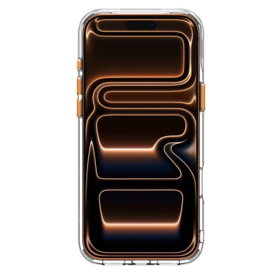 Etui Spigen Ultra Hybrid Optik S MagSafe na iPhone 18 Pro / 17 Pro - przezroczysto-pomarańczowy