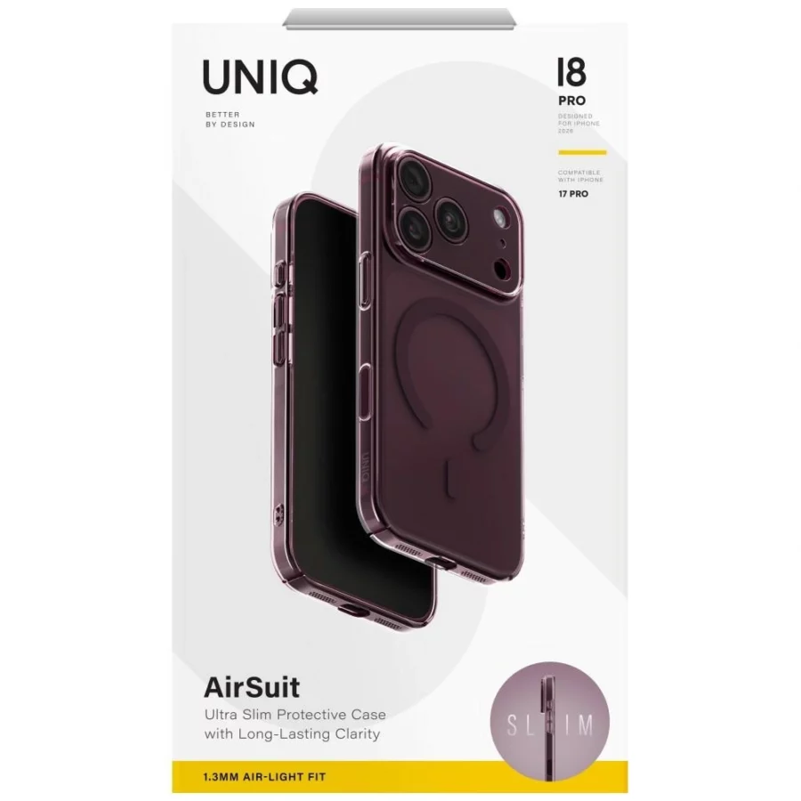 Etui UNIQ Airsuit Magclick Charging na iPhone 18 Pro / 17 Pro - burgundowe