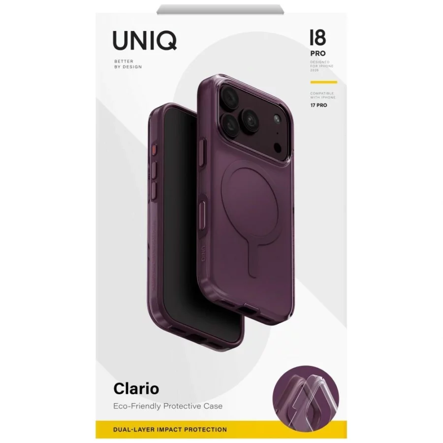 Etui UNIQ Clario Magclick Charging eco na iPhone 18 Pro / 17 Pro - fioletowe