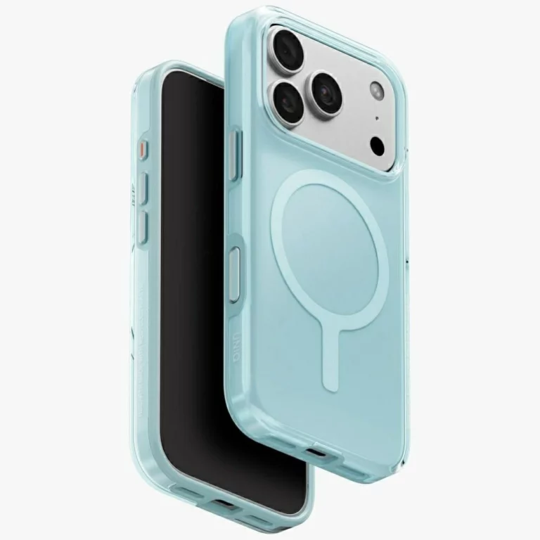 Etui UNIQ Clario Magclick Charging na iPhone 18 Pro / 17 Pro - niebieskie