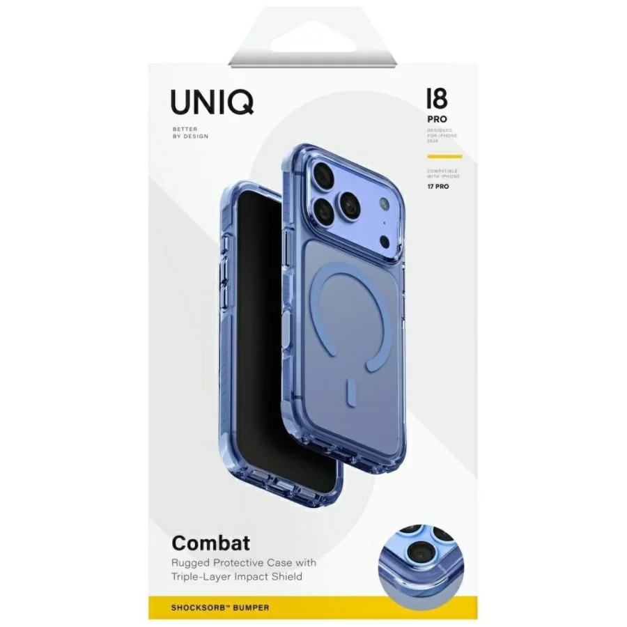 Etui UNIQ Combat Magclick Charging na iPhone 18 Pro / 17 Pro - niebieskie