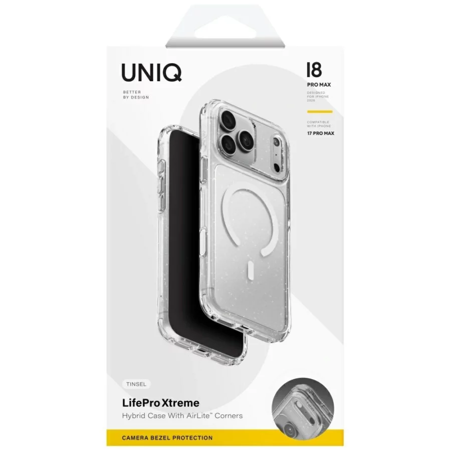 Etui UNIQ LifePro Xtreme Magclick Charging na iPhone 18 Pro Max / 17 Pro Max - przezroczysto-brokatowe