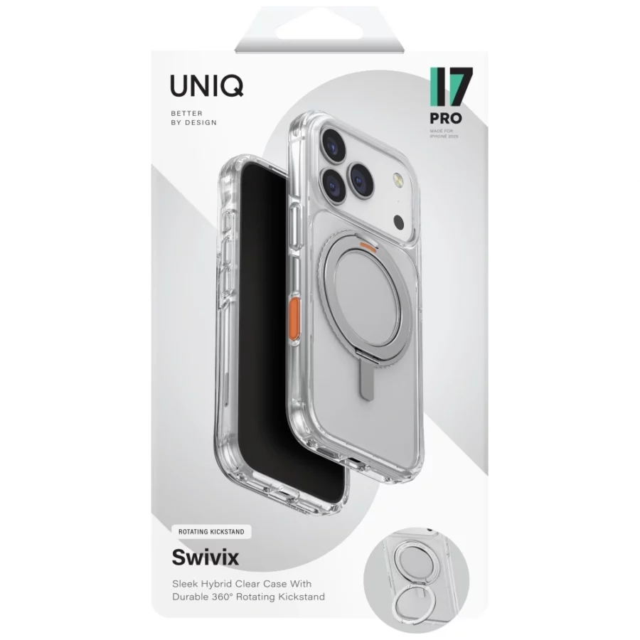 Etu Etui UNIQ Swivix 360 Rotating Kickstand na iPhone 17 Pro - przezroczyst