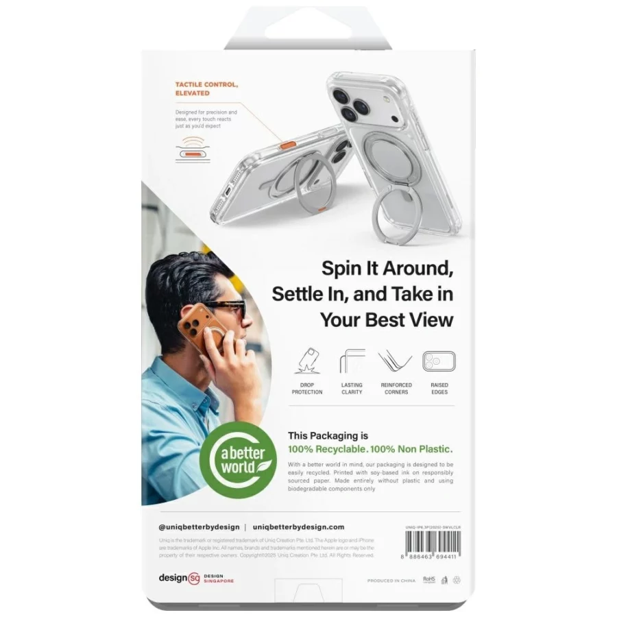 Etu Etui UNIQ Swivix 360 Rotating Kickstand na iPhone 17 Pro - przezroczyst