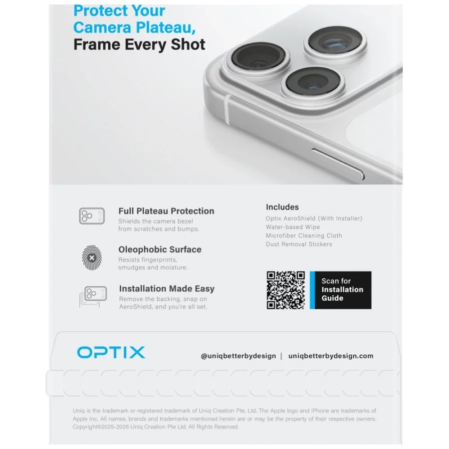 Osłona aparatu UNIQ Optix Aeroshield Camera Module Protector na iPhone 18 Pro Max - przezroczyste