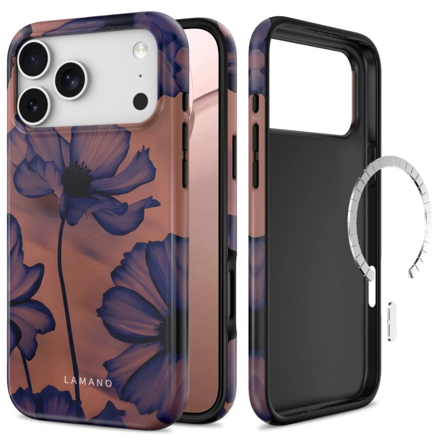 Etui Tech-Protect Lamano MagSafe na iPhone 18 Pro / 17 Pro - granatowo-brązowe