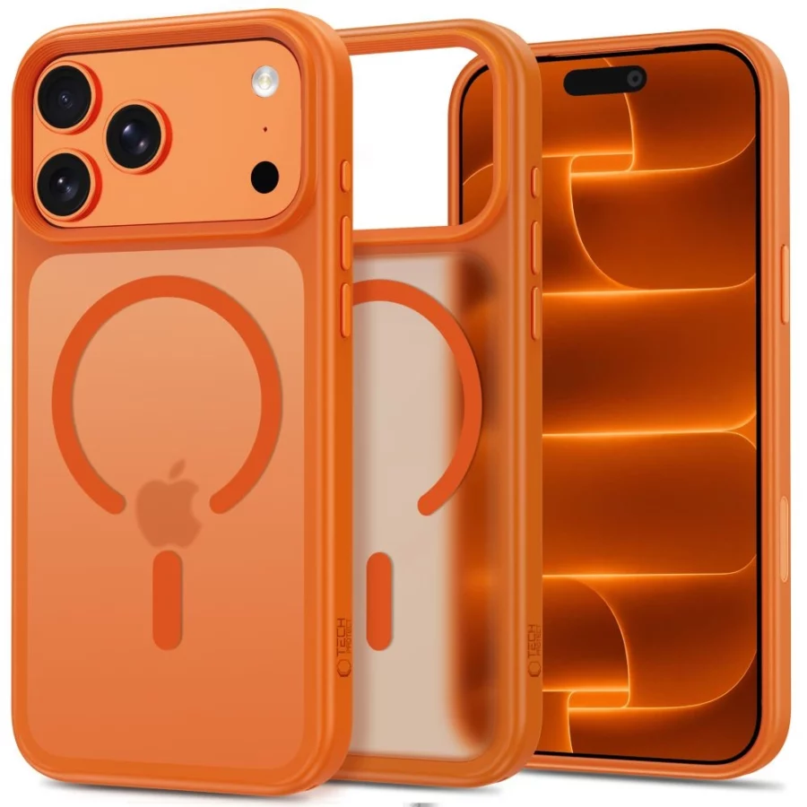 Etui Tech-Protect Magmat Magsafe CC na iPhone 18 Pro / 17 Pro - pomarańczowe matowe