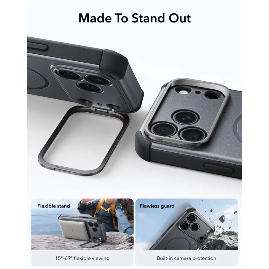 Etui ESR Cyber Tough Kickstand MagSafe na iPhone 18 Pro Max / 17 Pro Max - szare