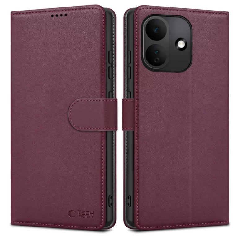 Etui Tech-Protect Wallet na Xiaomi Redmi Note 17 Pro 5G - burgundowe
