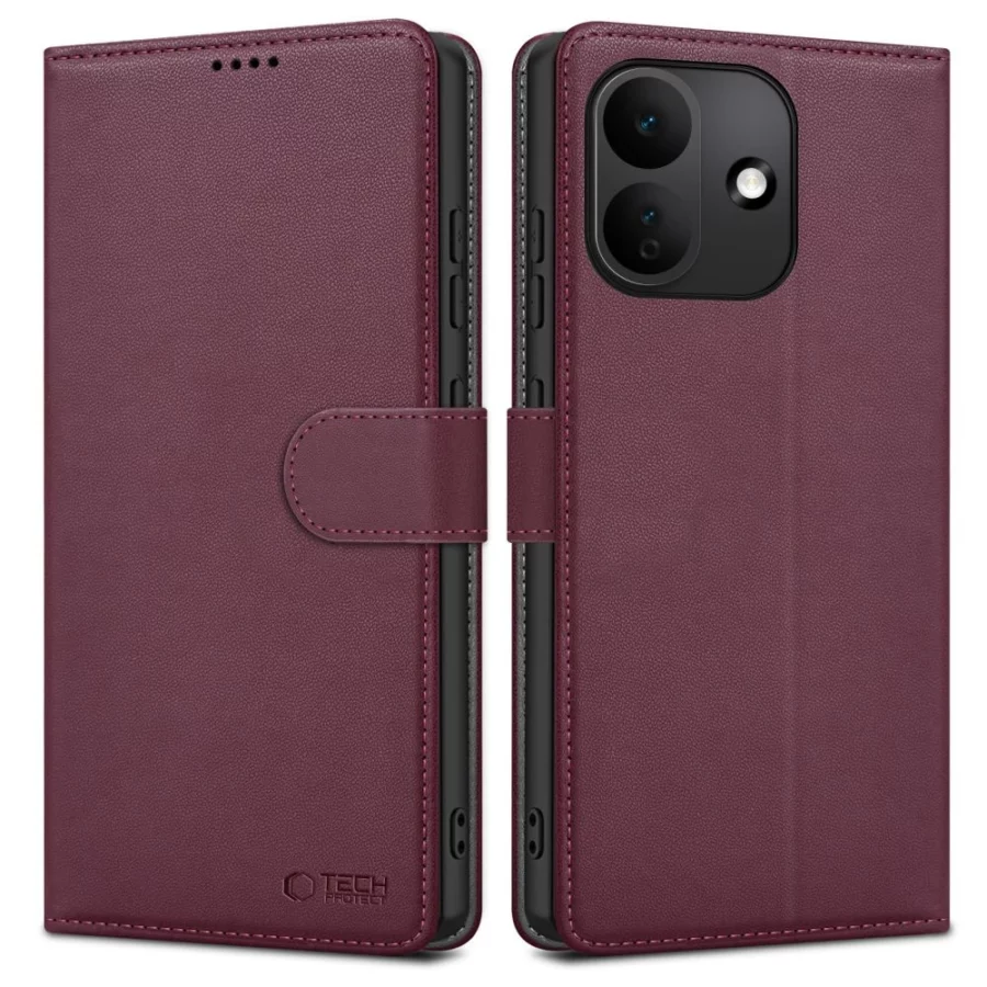 Etui Tech-Protect Wallet na Xiaomi Redmi Note 17 Pro 5G - burgundowe