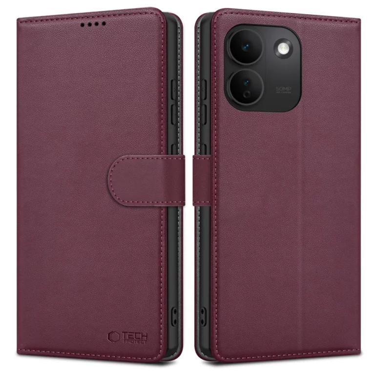 Etui Tech-Protect Wallet na Xiaomi Redmi Note 17 Pro Max 5G - burgundowe