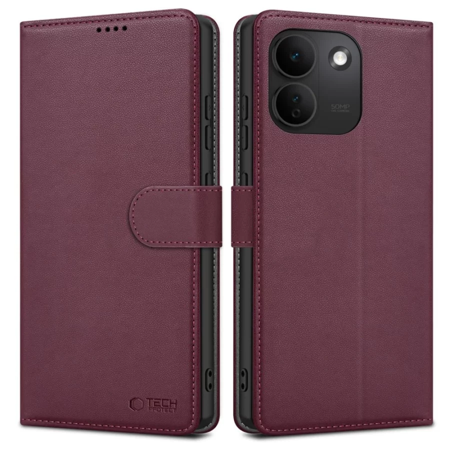 Etui Tech-Protect Wallet na Xiaomi Redmi Note 17 Pro Max 5G - burgundowe