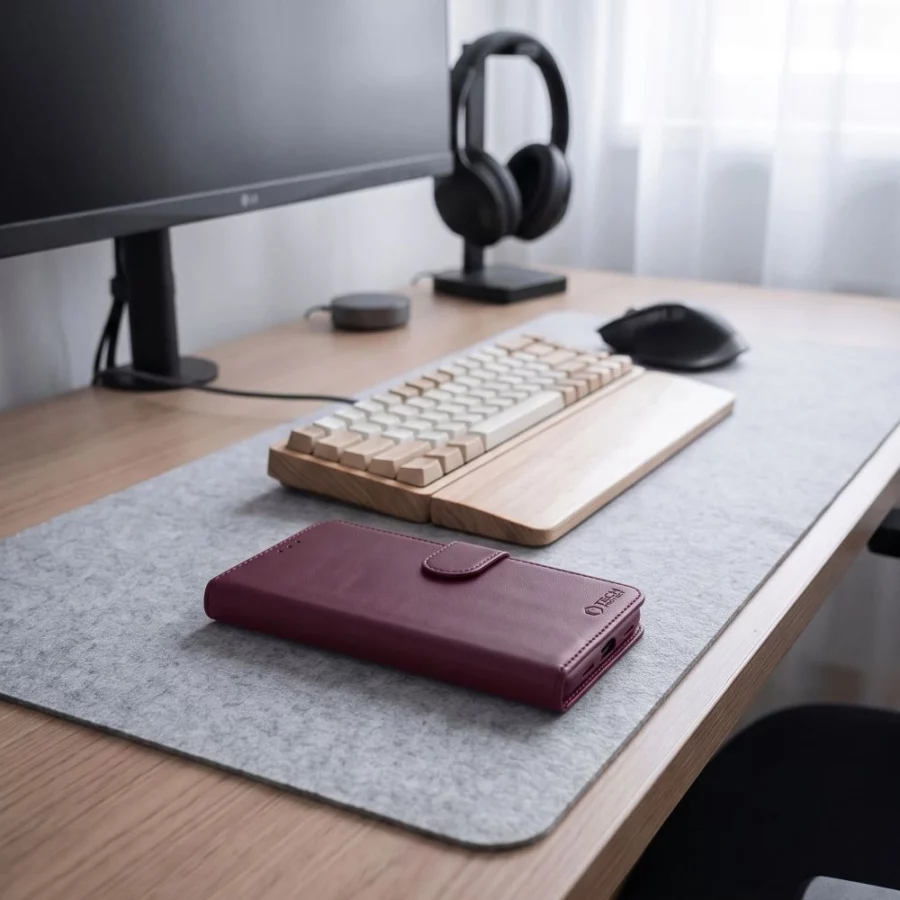 Etui Tech-Protect Wallet na Xiaomi Redmi Note 17 Pro Max 5G - burgundowe