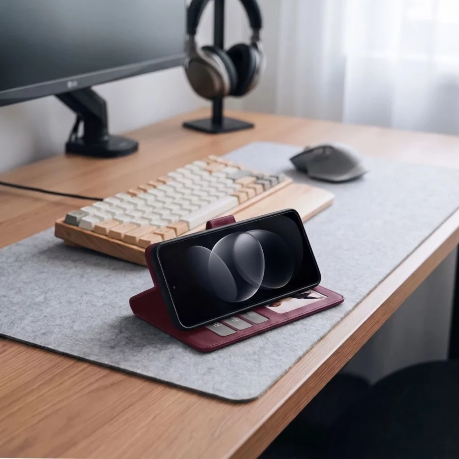 Etui Tech-Protect Wallet na Xiaomi Redmi Note 17 Pro Max 5G - burgundowe