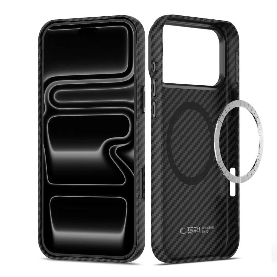 Etui Tech-Protect Ion Carbon MagSafe na iPhone 18 Pro Max / 17 Pro Max - czarno-srebrne