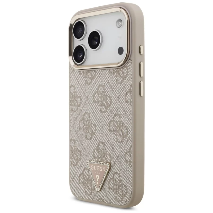 Etui Guess 4G Triangle Logo MagSafe na iPhone 18 Pro / 17 Pro - różowo-złote