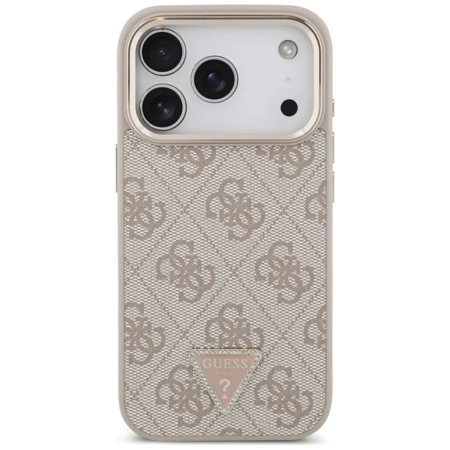 Etui Guess 4G Triangle Logo MagSafe na iPhone 18 Pro / 17 Pro - różowo-złote