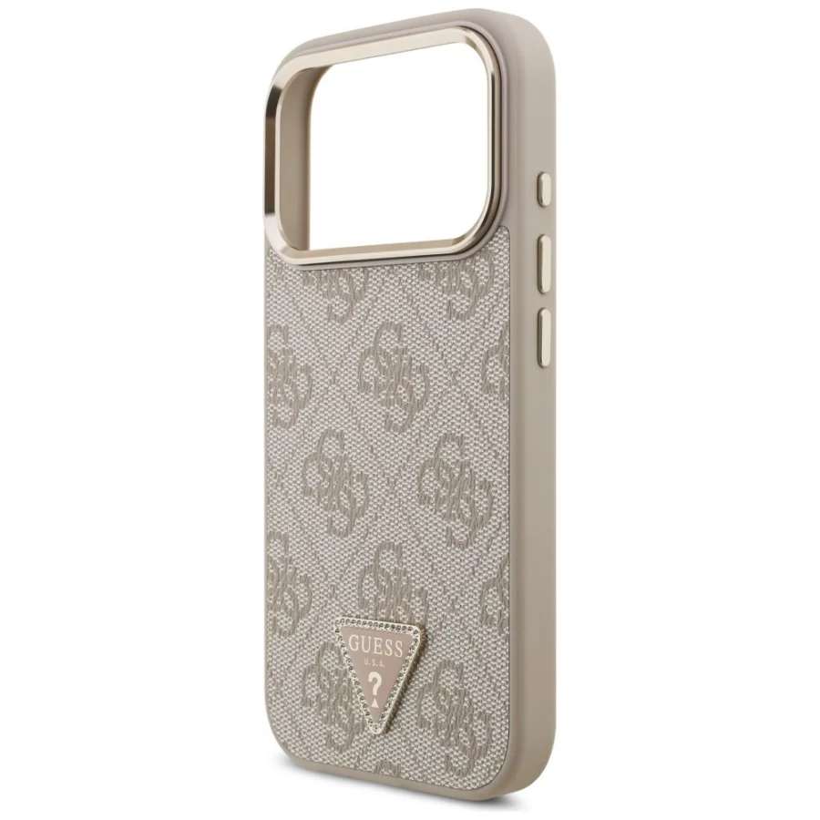 Etui Guess 4G Triangle Logo MagSafe na iPhone 18 Pro / 17 Pro - różowo-złote